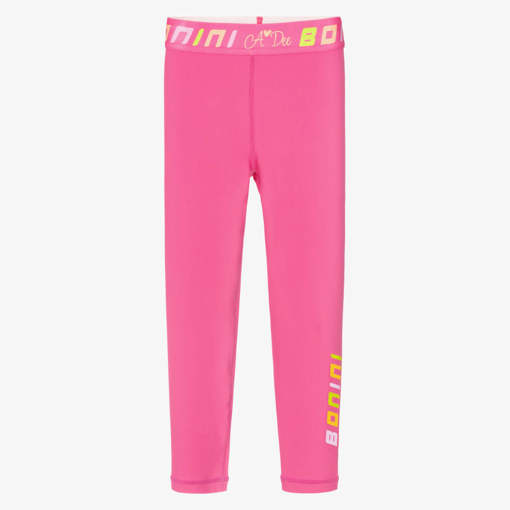 A Dee-Girls Bright Pink Leggings with Branded Waistband | Childrensalon