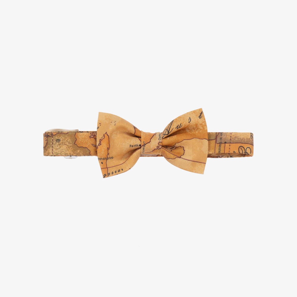 Alviero Martini-Boys Beige Geo Map Bow Tie | Childrensalon