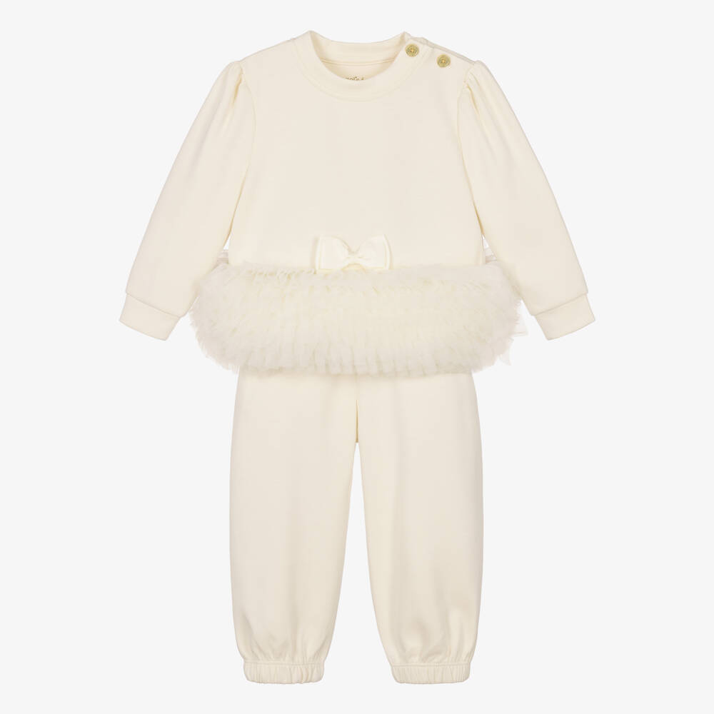 Angel's Face-Baby Girls Ivory Deonne Tracksuit with Tulle Ruffles | Childrensalon