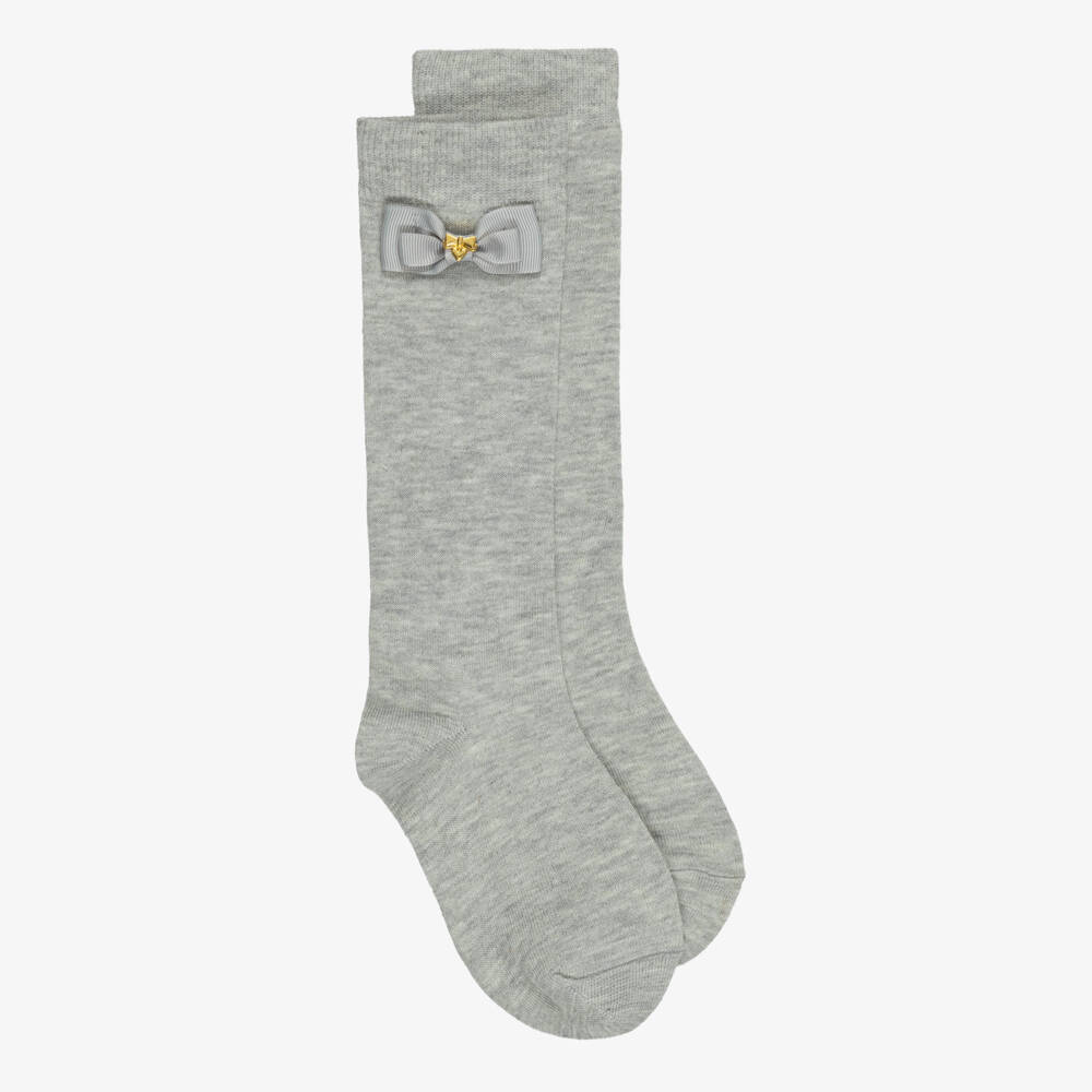 Angel's Face-Girls Grey Monica Bow Socks | Childrensalon