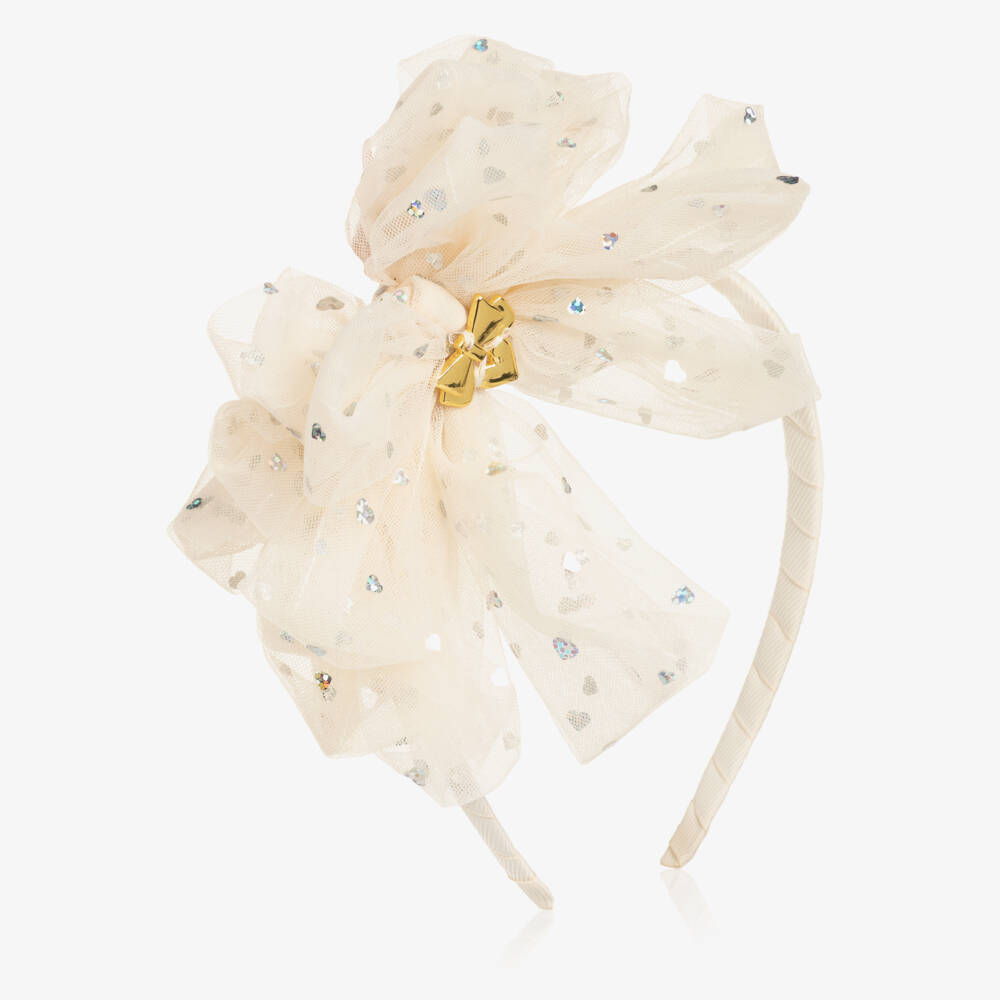 Angel's Face-Girls Ivory Gladys Sparkly Heart Hairband | Childrensalon
