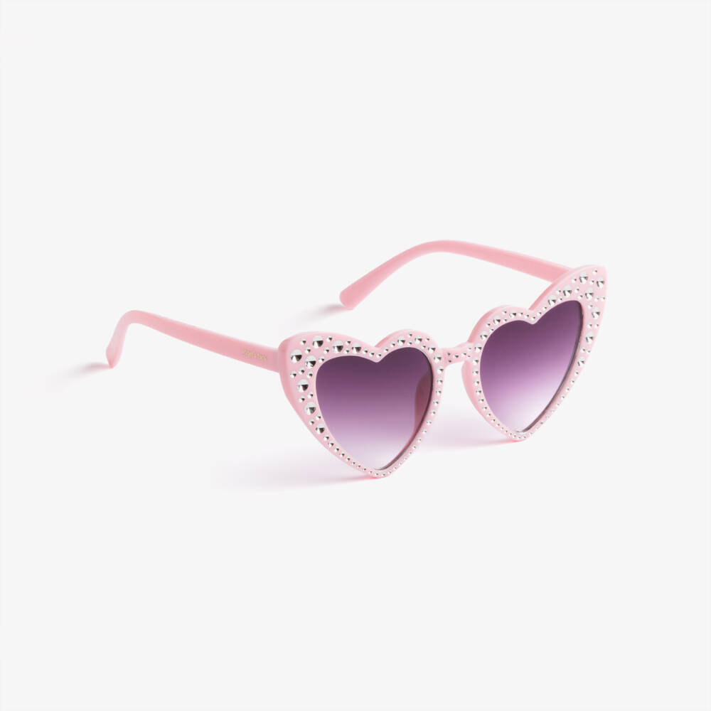 Angel's Face-Pink Heart Diamanté Sunglasses (UV400) | Childrensalon