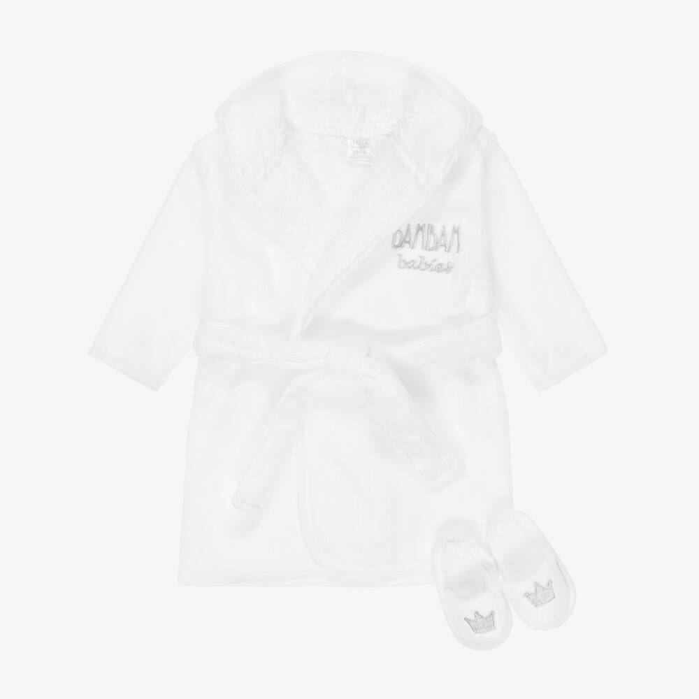 Bam Bam-White Bathrobe Baby Gift Set  | Childrensalon