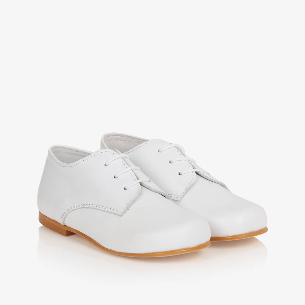 Beatrice & George-Boys White Lace-Up Leather Shoes | Childrensalon