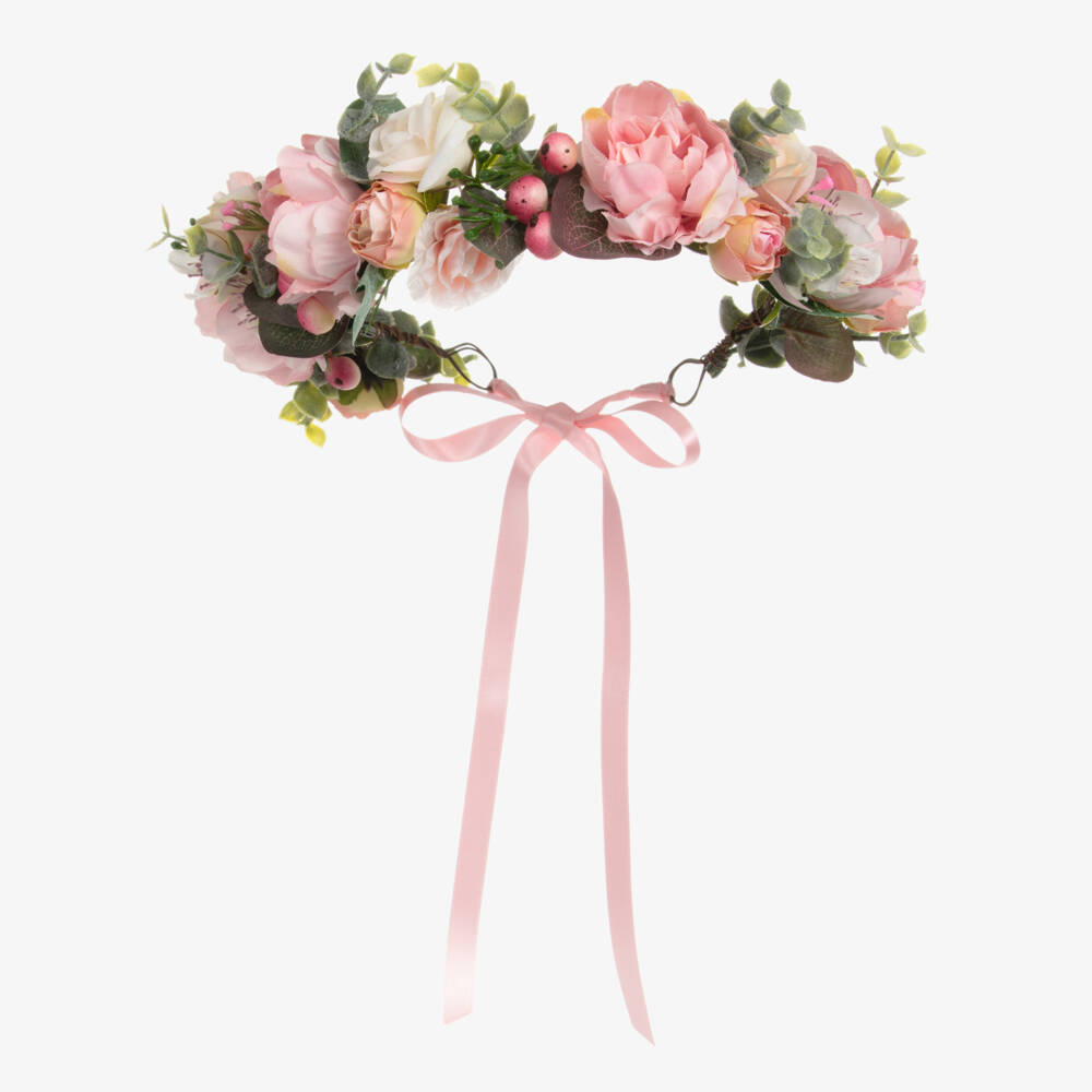 Beatrice & George-Girls Pink Handmade Floral Garland | Childrensalon
