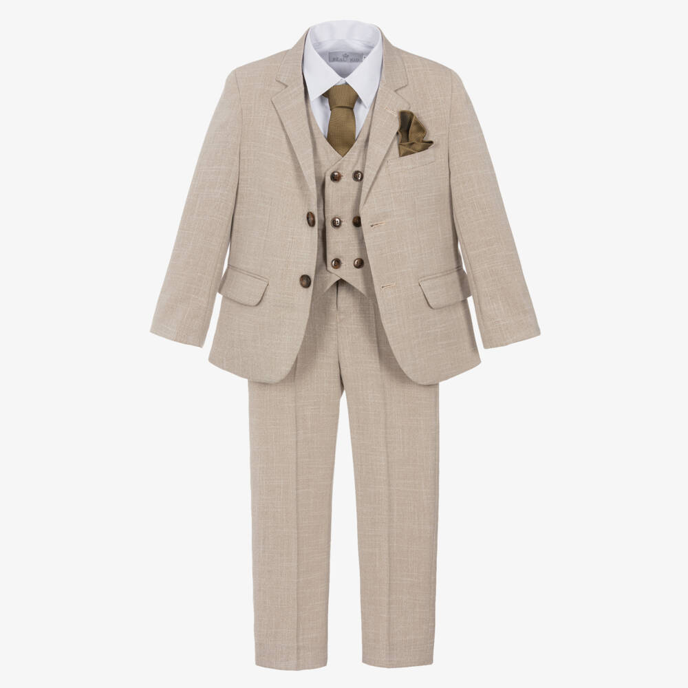 Beau KiD-Boys Beige Trouser Suit | Childrensalon