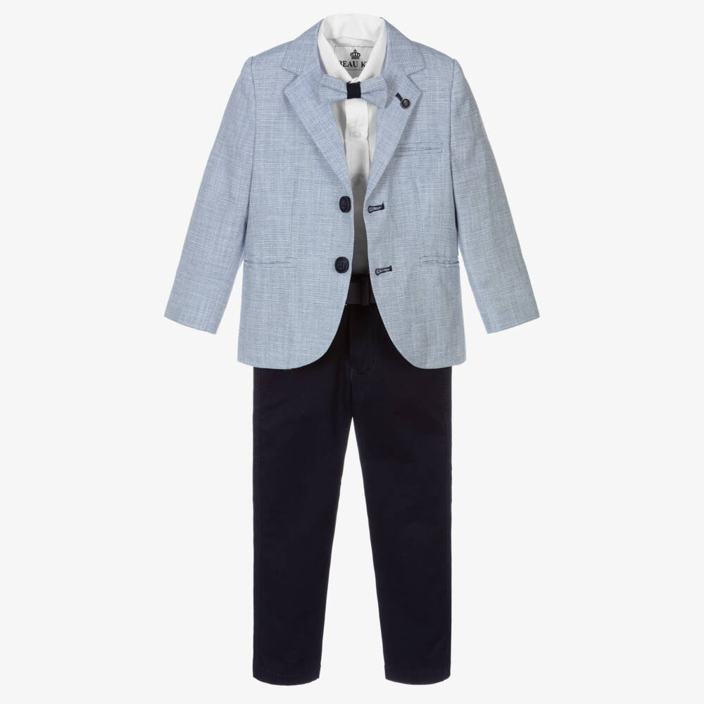Beau KiD-Boys Blue & White Suit | Childrensalon