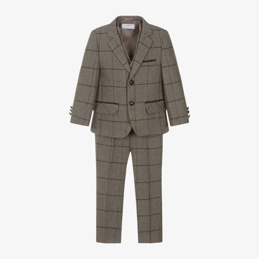 Beau KiD-Boys Brown Check Suit | Childrensalon