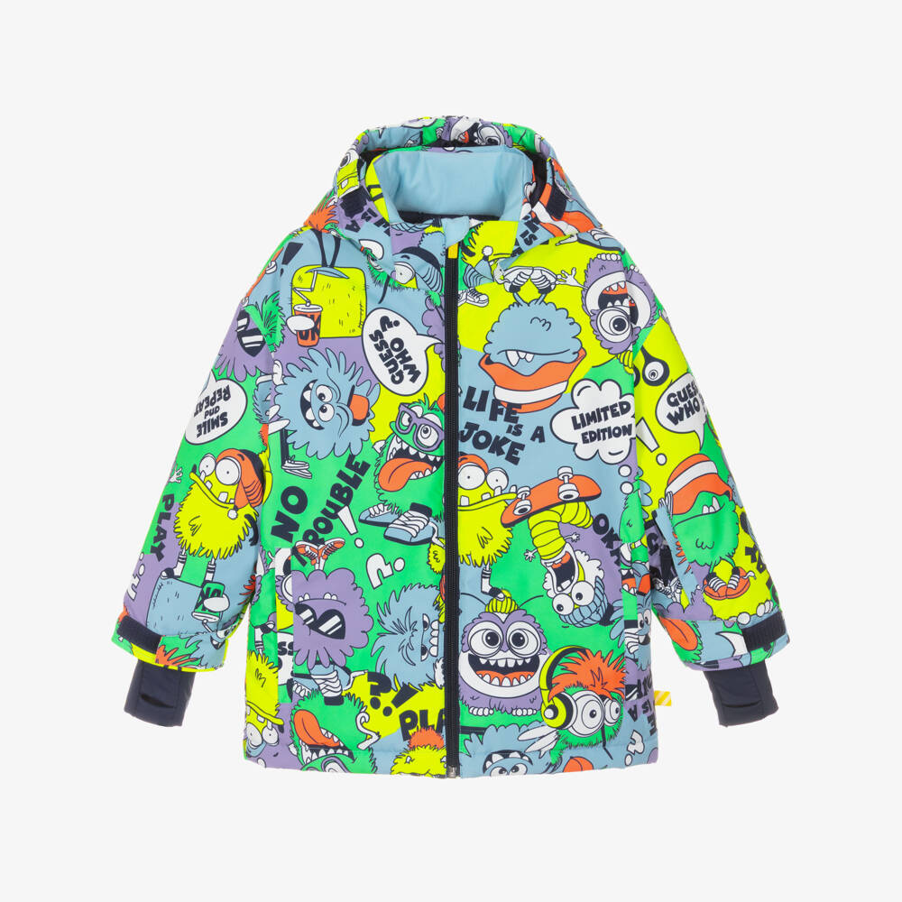 Billieblush-Boys Blue Ski Jacket with Monster Print | Childrensalon