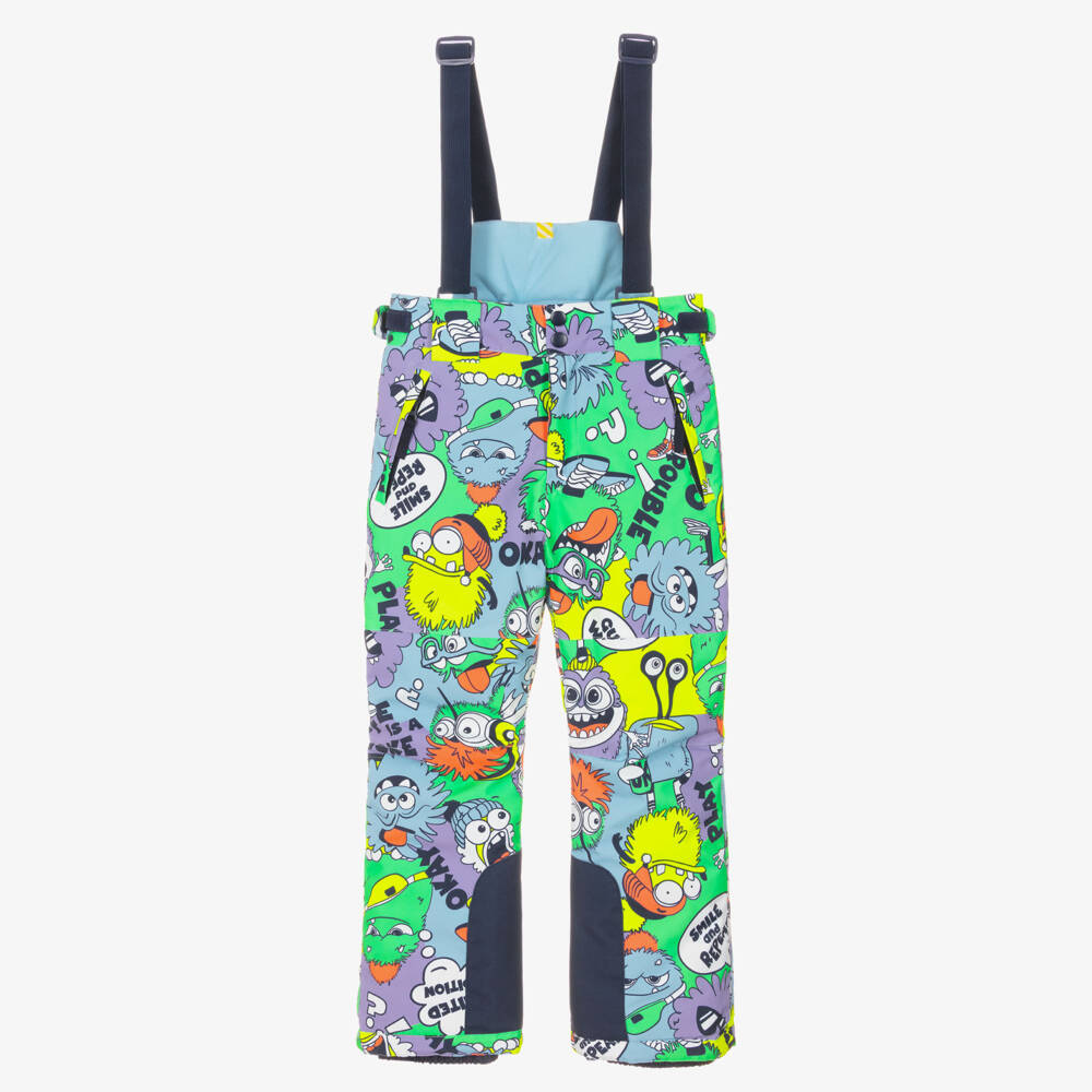 Billieblush-Boys Blue Ski Salopettes with Monster Print | Childrensalon