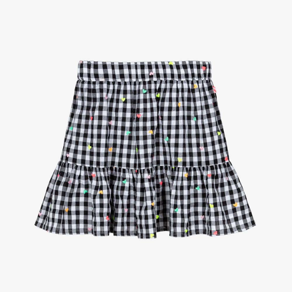 Billieblush-Girls Black & White Gingham Cotton Skirt | Childrensalon
