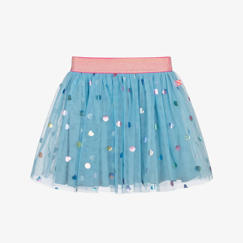 Billieblush-Girls Blue Tulle Skirt with Shiny Hearts | Childrensalon