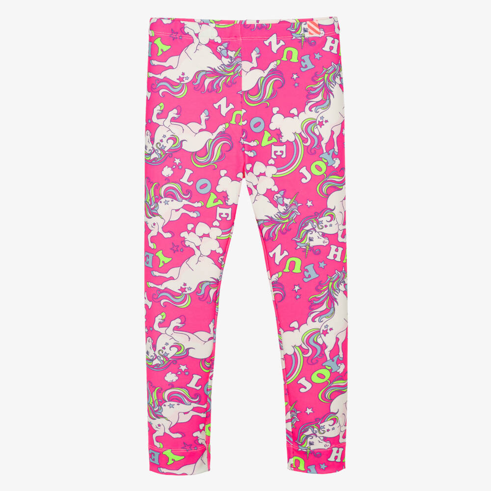 Billieblush-Girls Pink Unicorn Print Leggings | Childrensalon