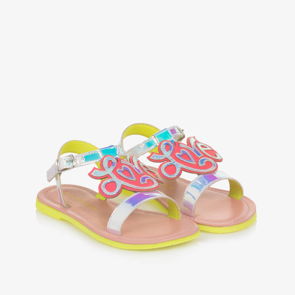 Billieblush-Girls Silver Iridescent Love Motif Sandals | Childrensalon