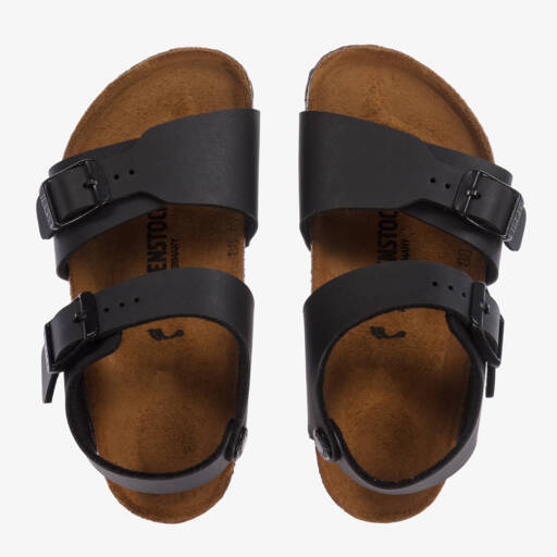 Birkenstock-Black Faux Leather Sandals | Childrensalon