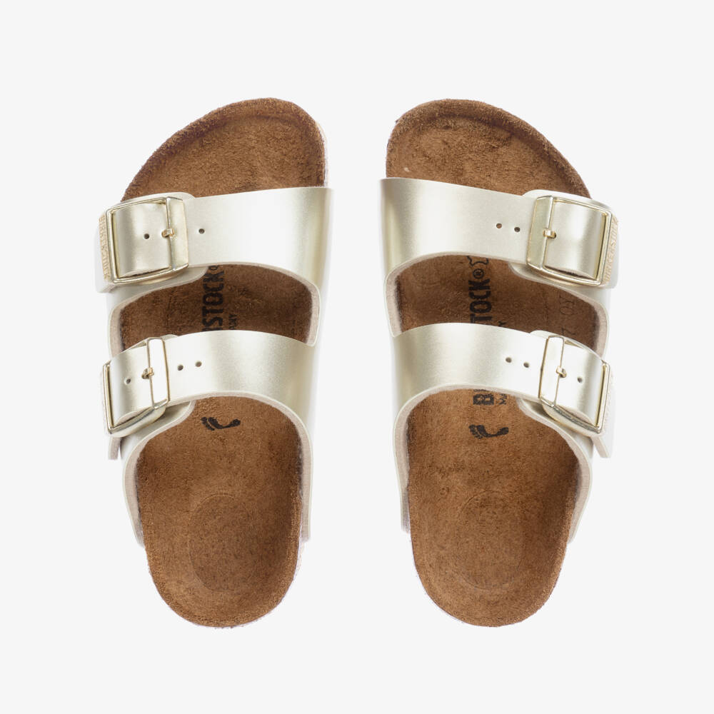 Birkenstock-Girls Metallic Gold Arizona Sandals | Childrensalon