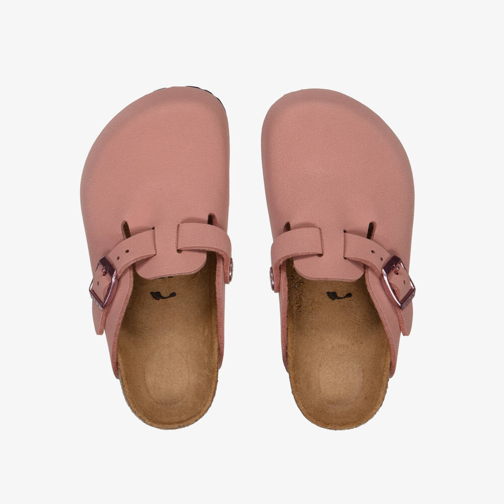 Birkenstock-Girls Pink Faux Leather Clog Sandals | Childrensalon