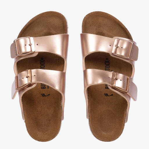 Birkenstock-Girls Rose Gold Buckle Sandals | Childrensalon