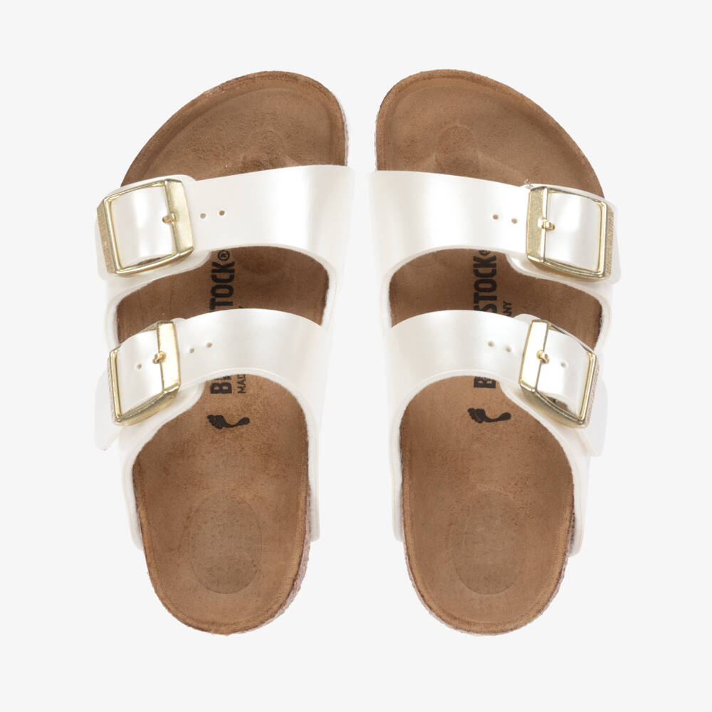 Birkenstock-Girls White Pearl Arizona Sandals | Childrensalon