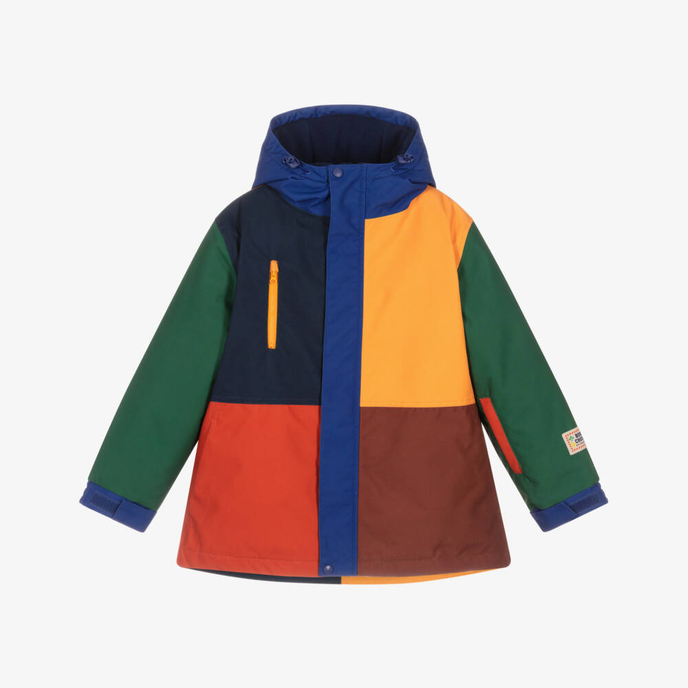 Bobo Choses-Boys Blue & Yellow Colourblock Checked Ski Jacket | Childrensalon