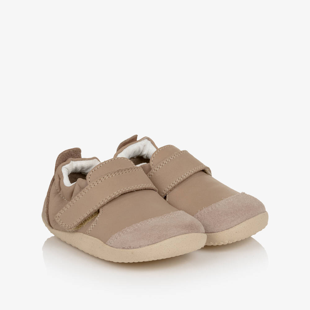 Bobux Xplorer-Sand Beige Leather First Walker Shoes | Childrensalon