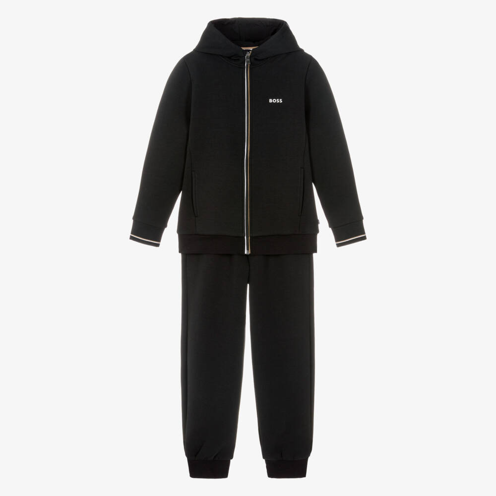 BOSS-Boys Black Logo Tracksuit with Signature Trims | Childrensalon