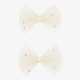 Beatrice & George-Girls Ivory Tweed & Glittery Tulle Dress | Childrensalon