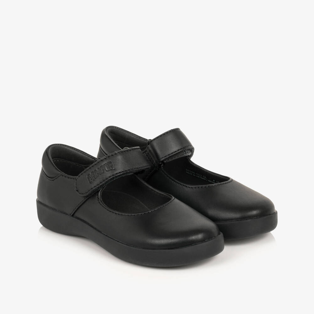Camper-Girls Black Spiral Comet School Shoes in Leather | Childrensalon