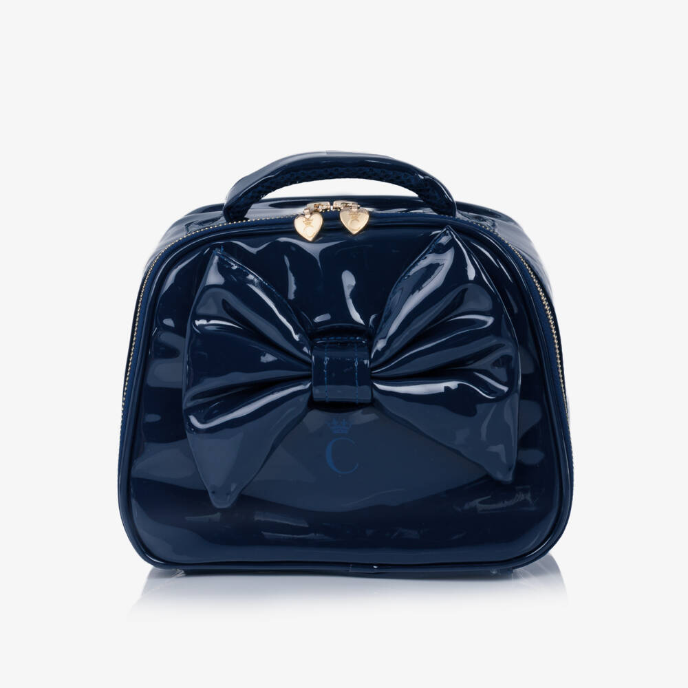 Caramelo Kids-Girls Glossy Blue Patent Lunch Bag (20cm) | Childrensalon
