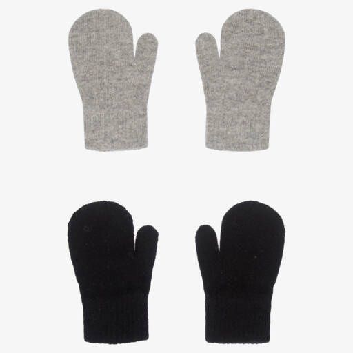 CeLaVi-Grey & Black Knitted Mittens (2 Pack) | Childrensalon
