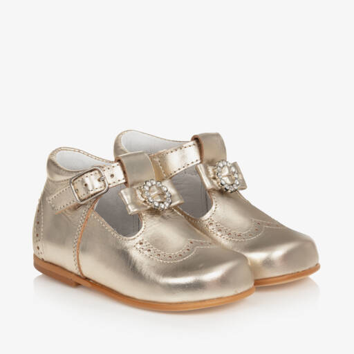 Children's Classics-Girls Gold Leather Shoes | Childrensalon