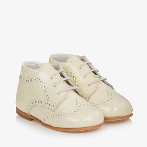 Children's Classics-Ivory Patent Leather Boots | Childrensalon