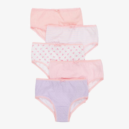 Childrensalon Essentials-Girls Pink Organic Cotton Knickers (5 Pack) | Childrensalon