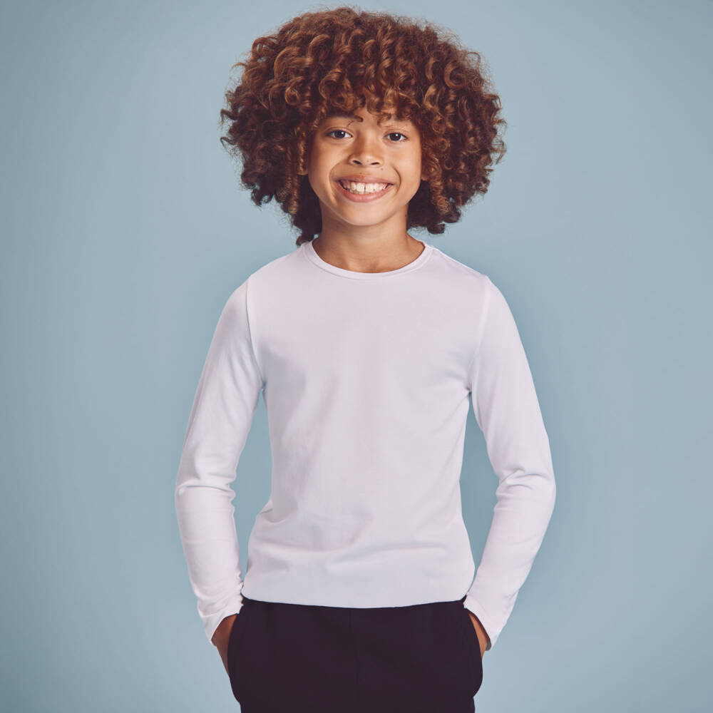 Childrensalon Essentials-White Organic Cotton Long-Sleeved Jersey Tops (2 Pack) | Childrensalon