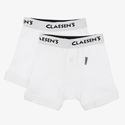 Claesen's-Boys White Cotton Boxer Shorts (2 Pack) | Childrensalon