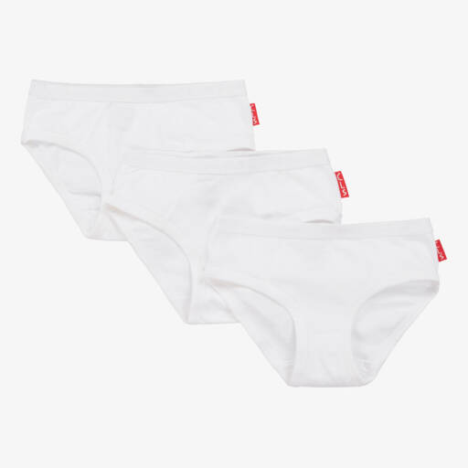 Claesen's-Girls White Cotton Knickers (3 Pack) | Childrensalon
