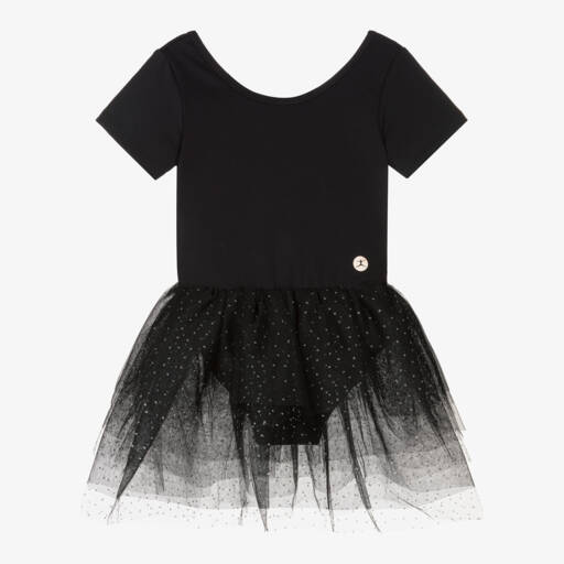Danskin-Girls Black Leotard Dress with Glittery Polka Dot Tutu | Childrensalon