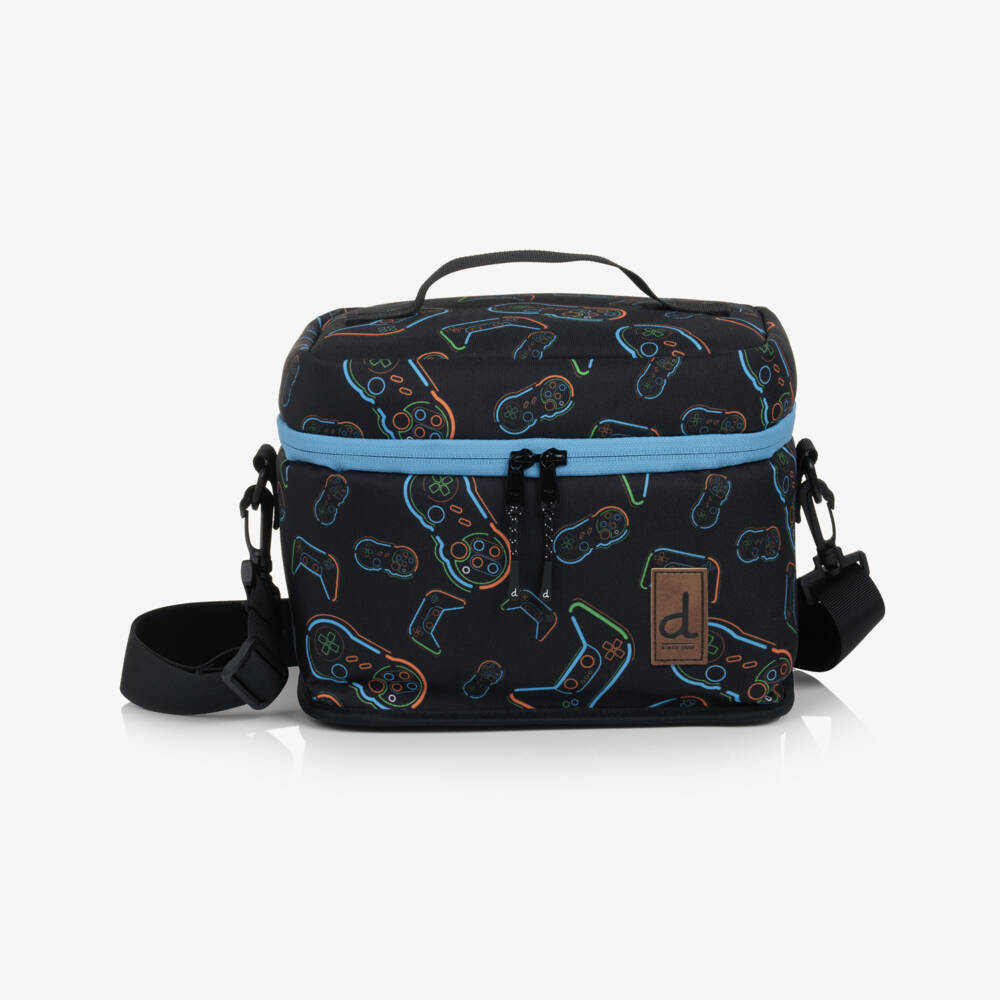 Deux par Deux-Boys Black Video Game Print Lunch Bag (25cm) | Childrensalon