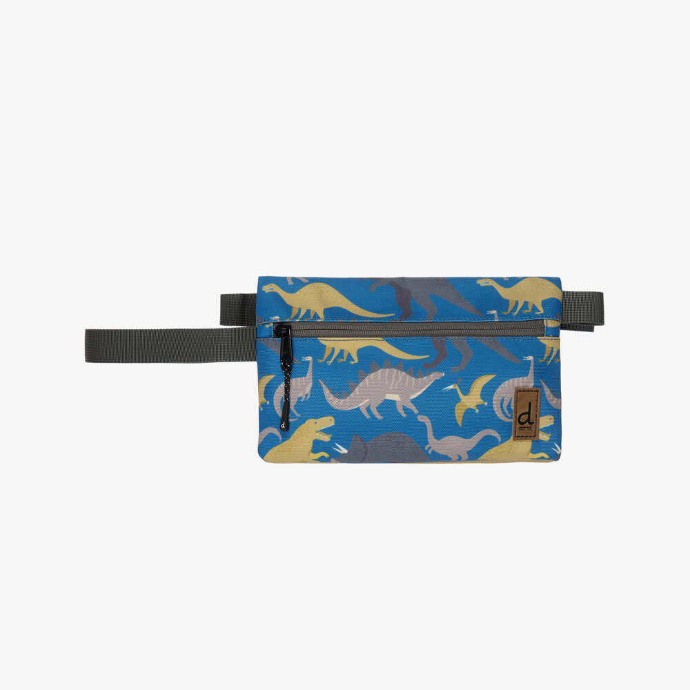 Deux par Deux-Boys Blue Dino Print Pencil Case (23cm) | Childrensalon