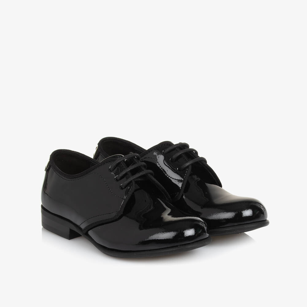 Dolce & Gabbana-Boys Black Patent Leather Lace-Up Shoes | Childrensalon