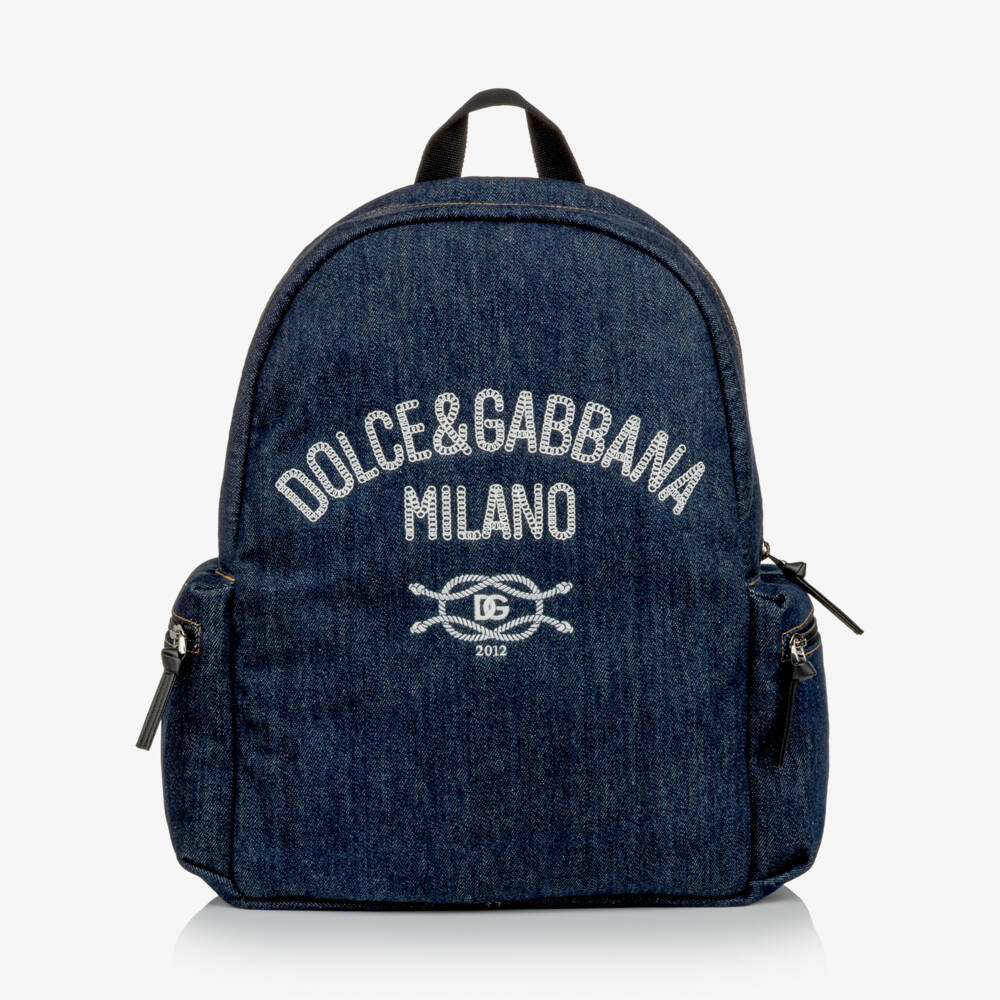 Dolce & Gabbana-Boys Blue Denim Nautical Logo Backpack (41cm) | Childrensalon