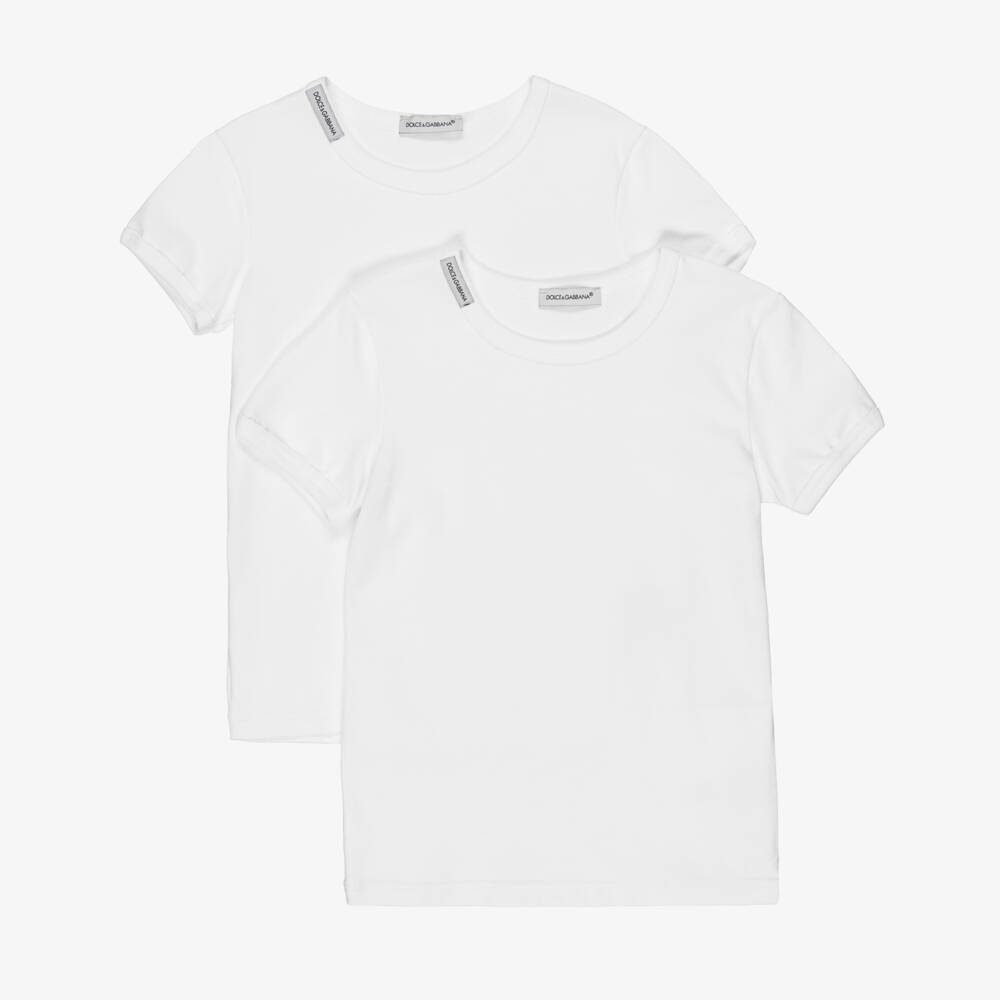 Dolce & Gabbana-Boys White Cotton T-Shirts (2 Pack) | Childrensalon