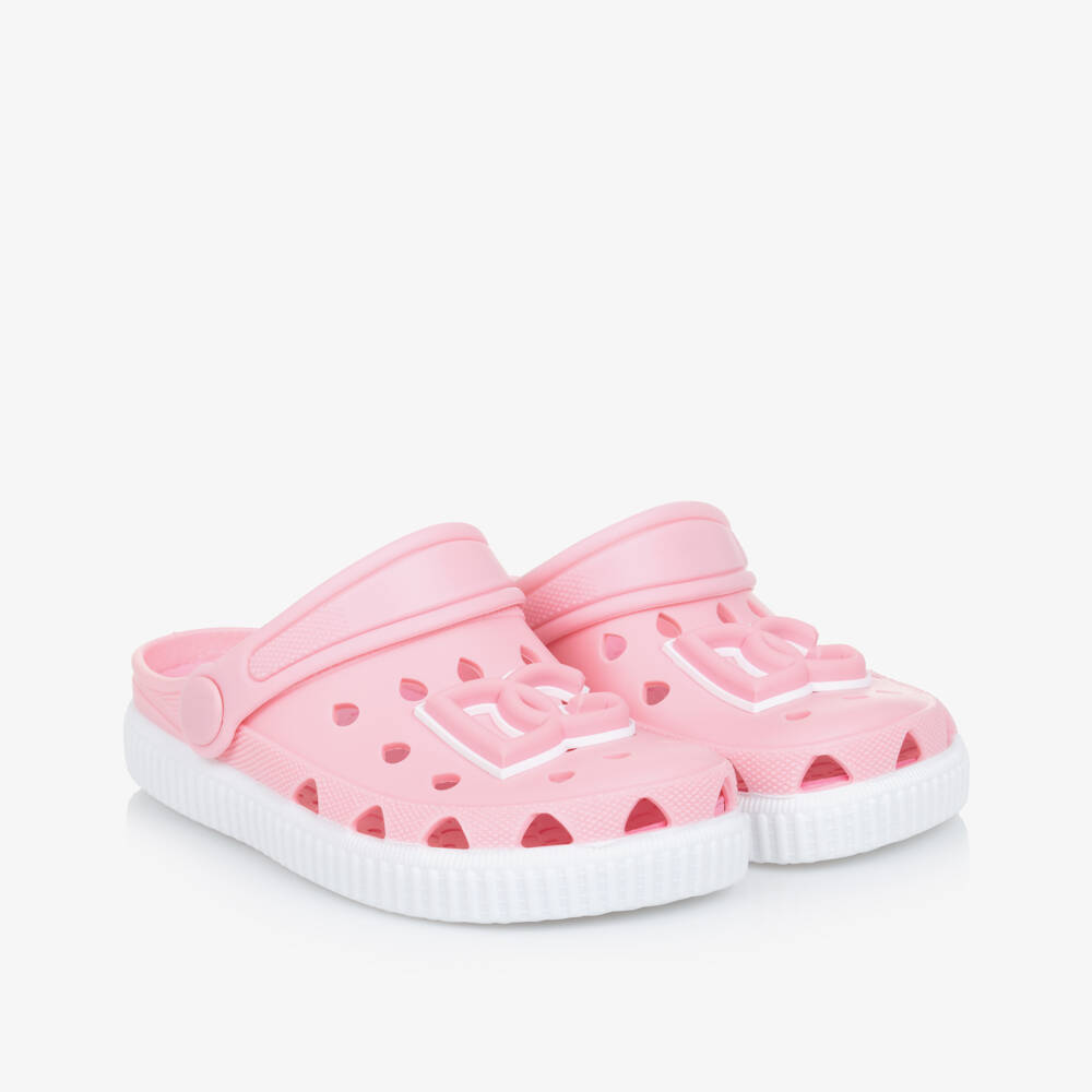Dolce & Gabbana-Pink DG Logo Clog Sandals | Childrensalon