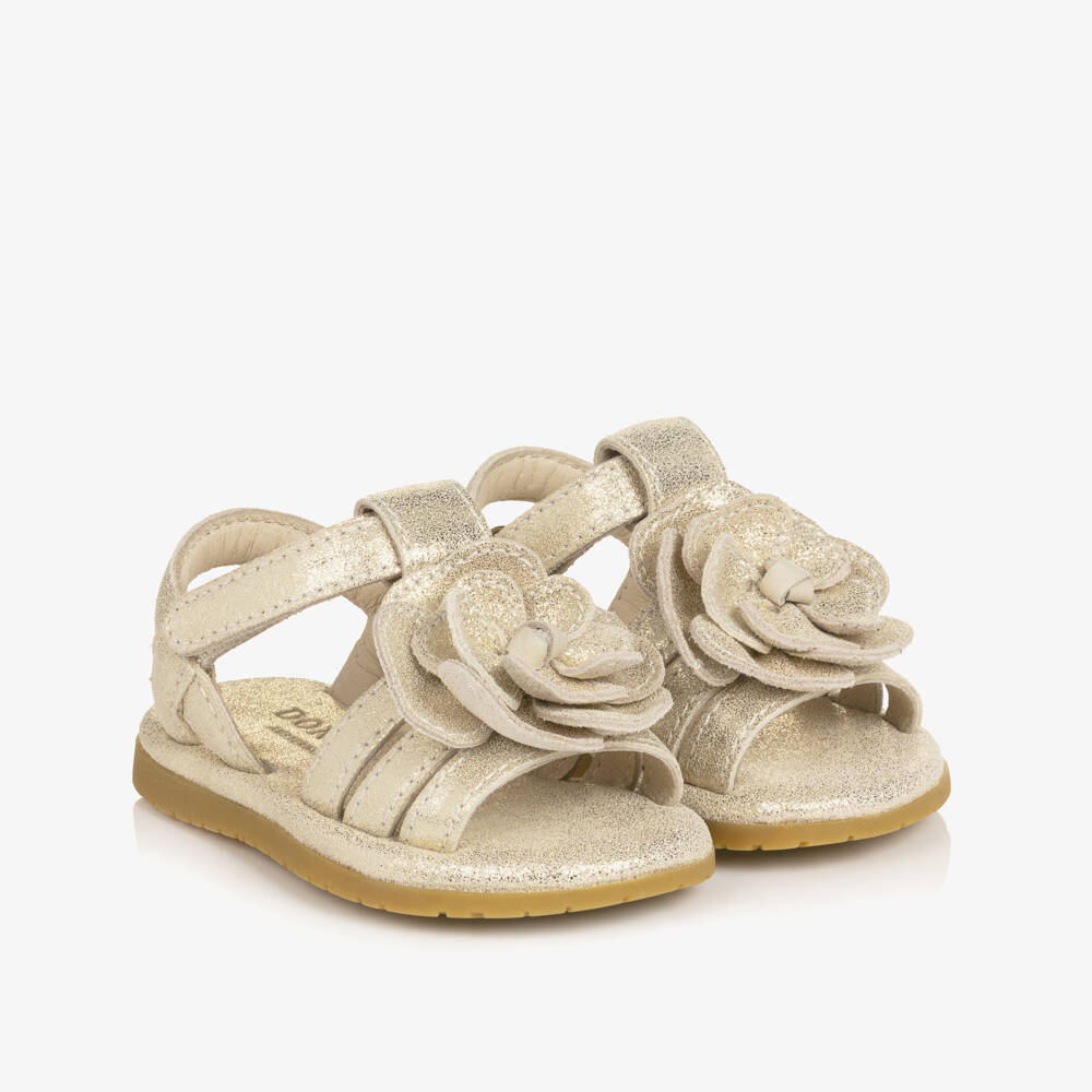 Donsje-Baby Girls Metallic Silver Leather First Walker Sandals | Childrensalon