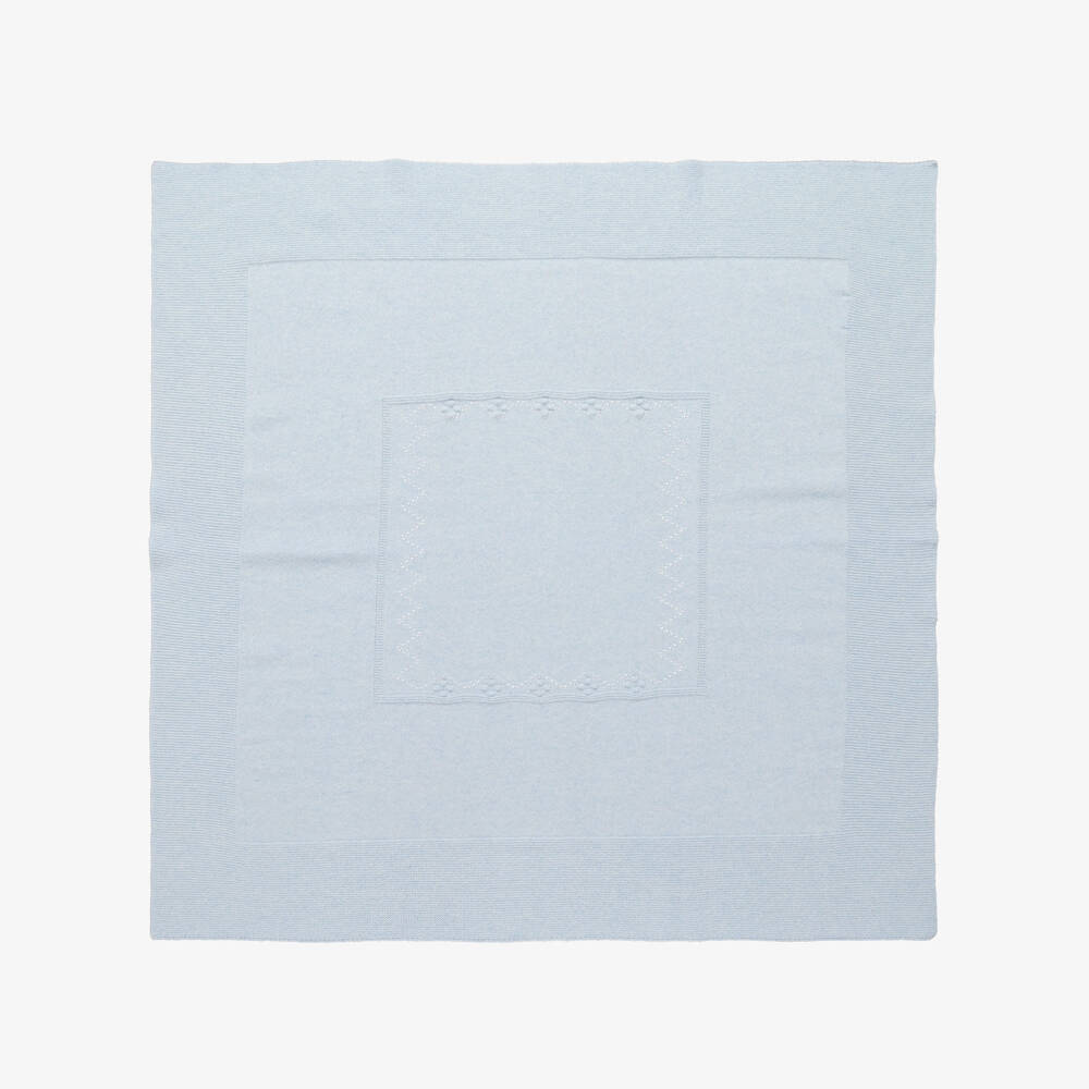 Dr. Kid-Baby Boys Blue Pointelle Knit Blanket (90cm) | Childrensalon