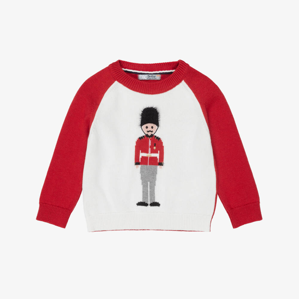 Dr. Kid-Boys Red Cotton Knit Soldier Sweater | Childrensalon