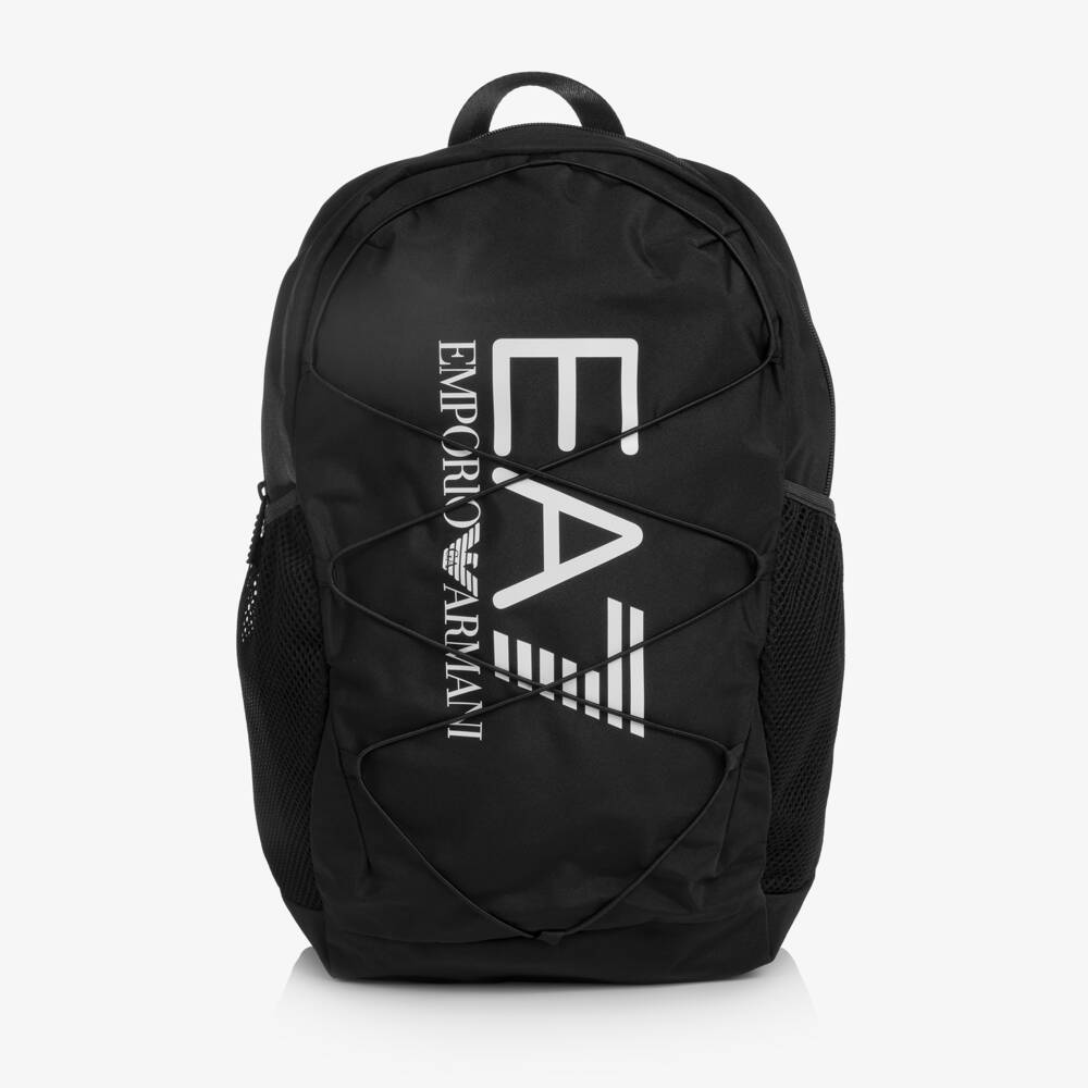 EA7 Emporio Armani-Black Large EA7 Logo Backpack (44cm) | Childrensalon