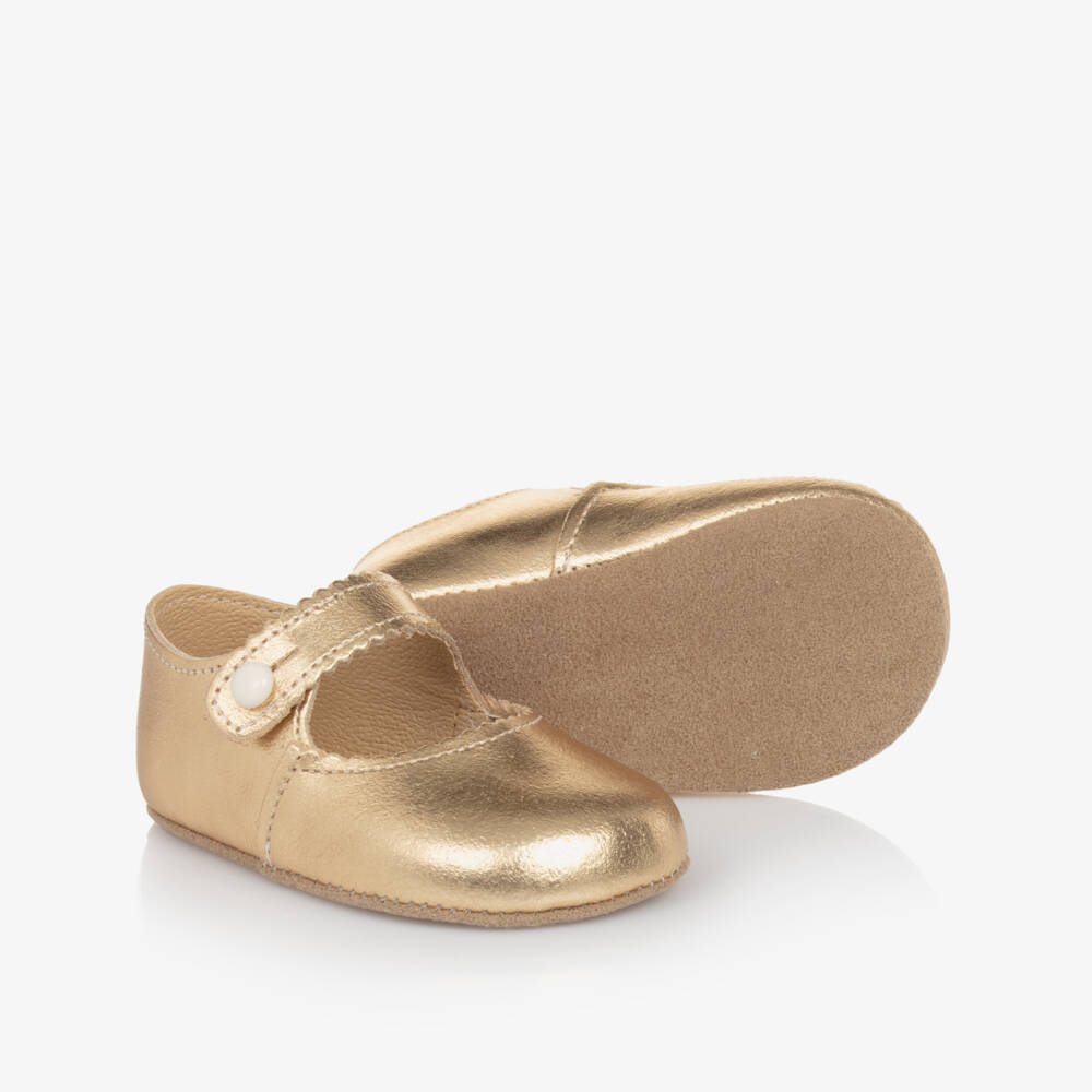 Early Days-Baby Girls Gold Leather Pre Walkers | Childrensalon