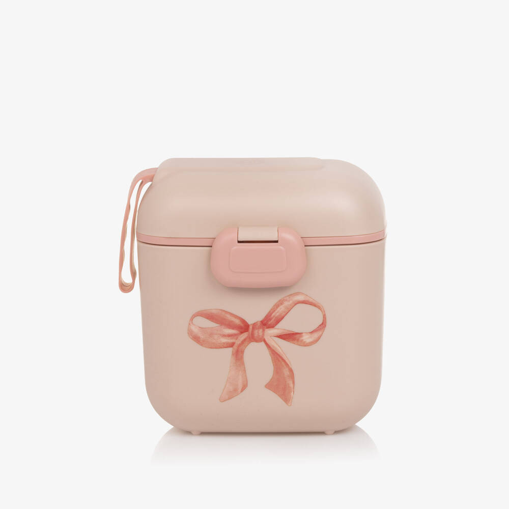 Elodie-Girls Pale Pink Bow Lunch & Snack Box (14cm) | Childrensalon