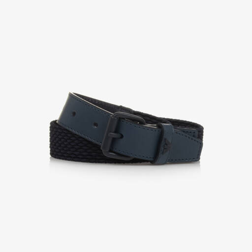 Emporio Armani-Boys Navy Blue Braided Belt | Childrensalon